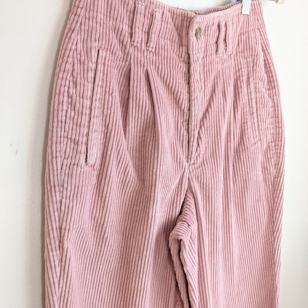 Vintage 90s Corduroy High Rise Pleated Tapered Leg Trousers/Pants - Picture 10 of 14